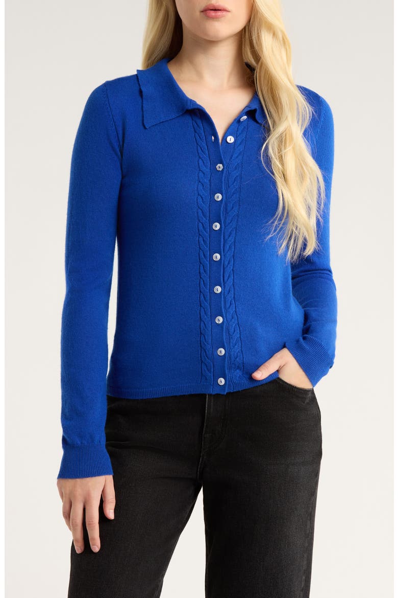 Voula Wool & Cashmere Cardigan, Main, color, BLUE