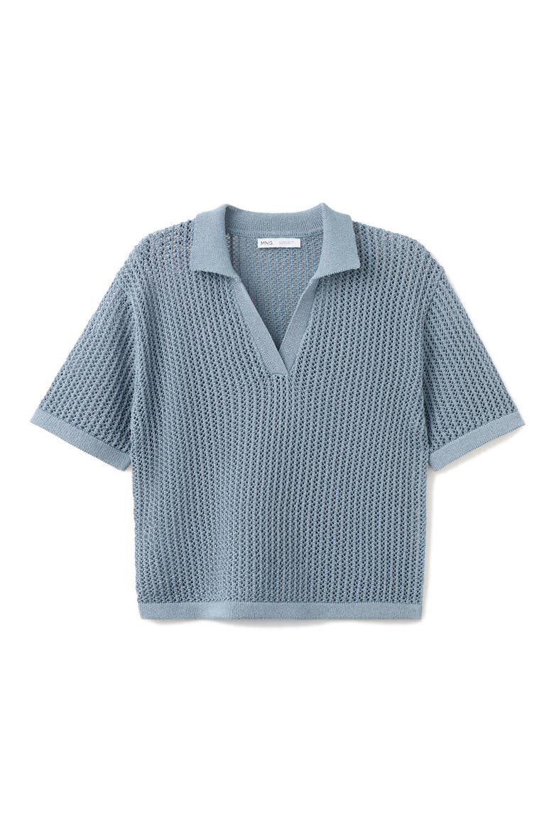 Stripe Open Stitch Polo, Main, color, SKY BLUE
