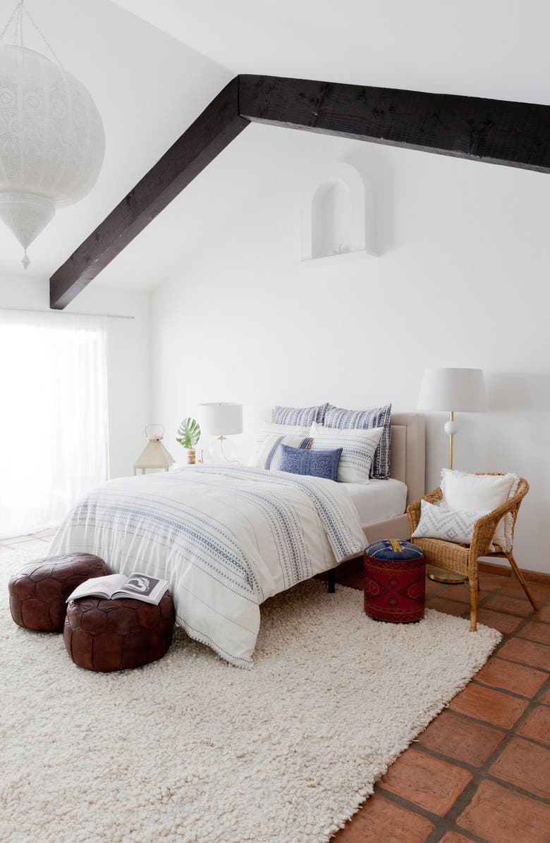 cupcakes and cashmere 'Indigo Stripe' Washed Cotton Canvas Pillow, Alternate, color, 