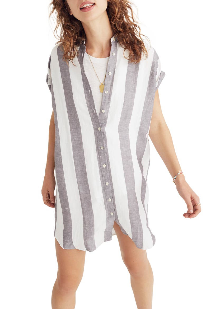 Maywood Stripe Shirtdress, Main, color, ROCK