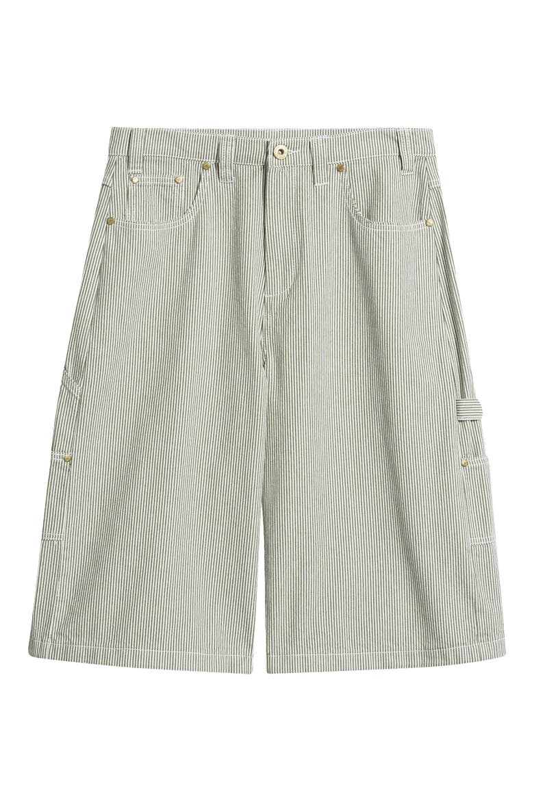 Field Pinstripe Denim Shorts, Alternate, color, GREEN PINSTRIPE