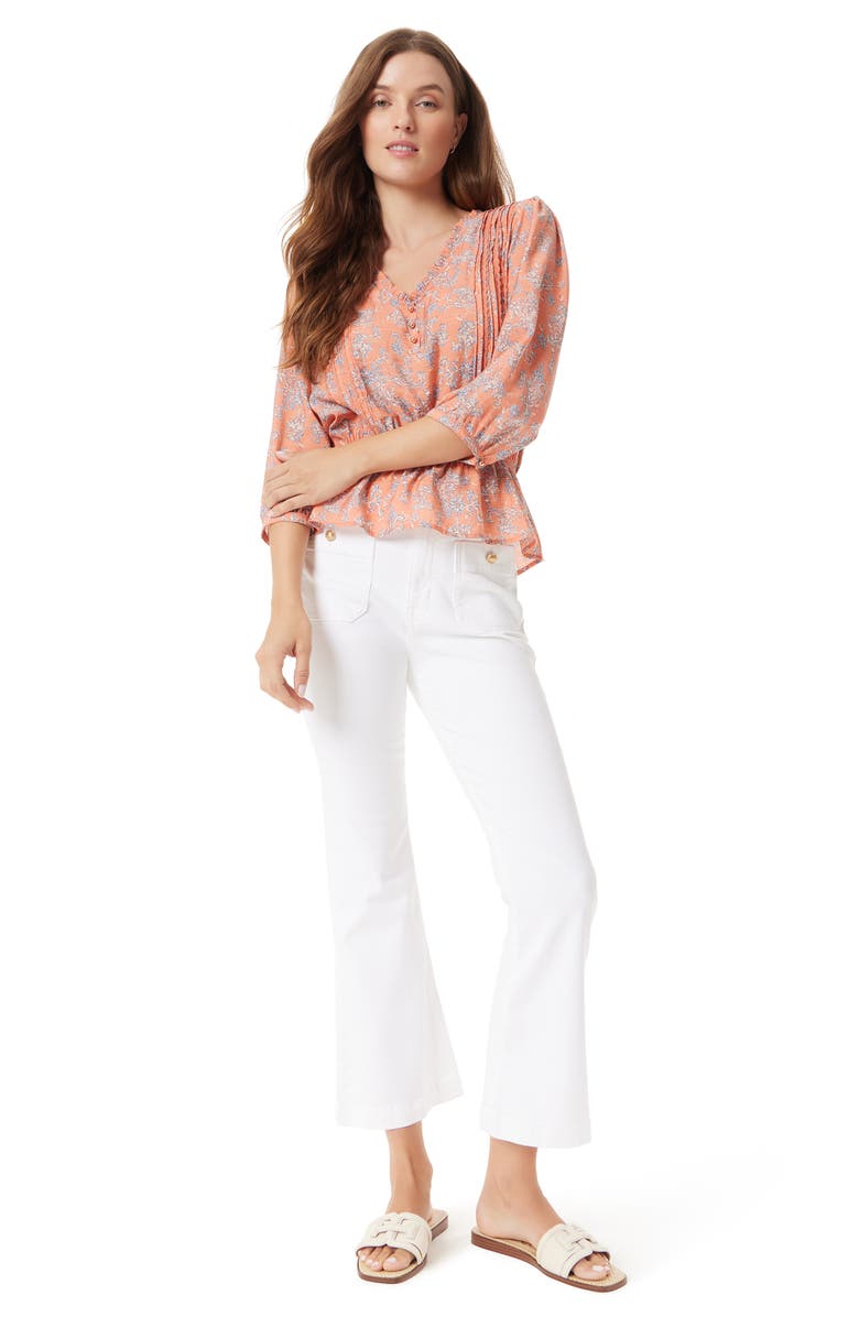 Sam Edelman Kit Print Peplum Top, Alternate, color, Terra Cotta-Branch And Blossom