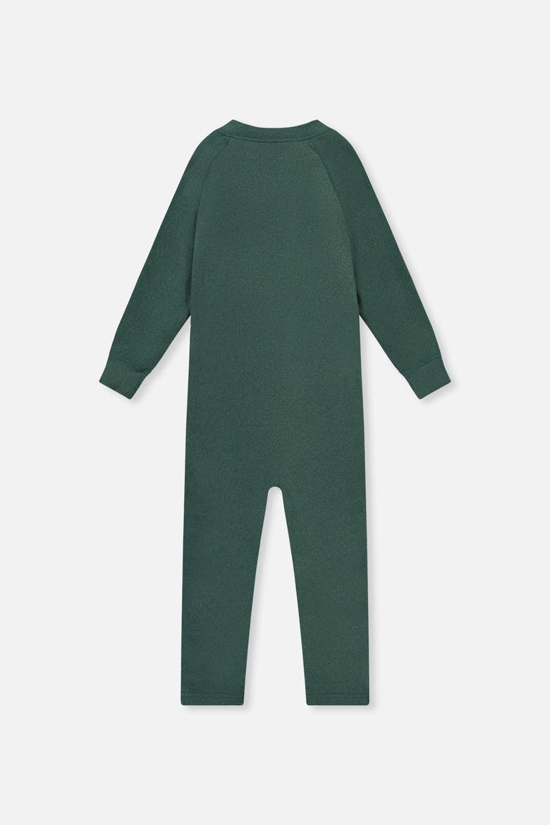 One Piece Fleece Stretch Asymmetric Zipper Thermal Underwear, Alternate, color, Sage Green