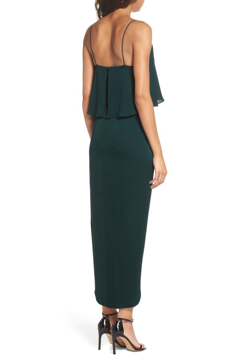 Luxe Frill Tulip Hem Maxi Dress, Alternate, color, EMERALD