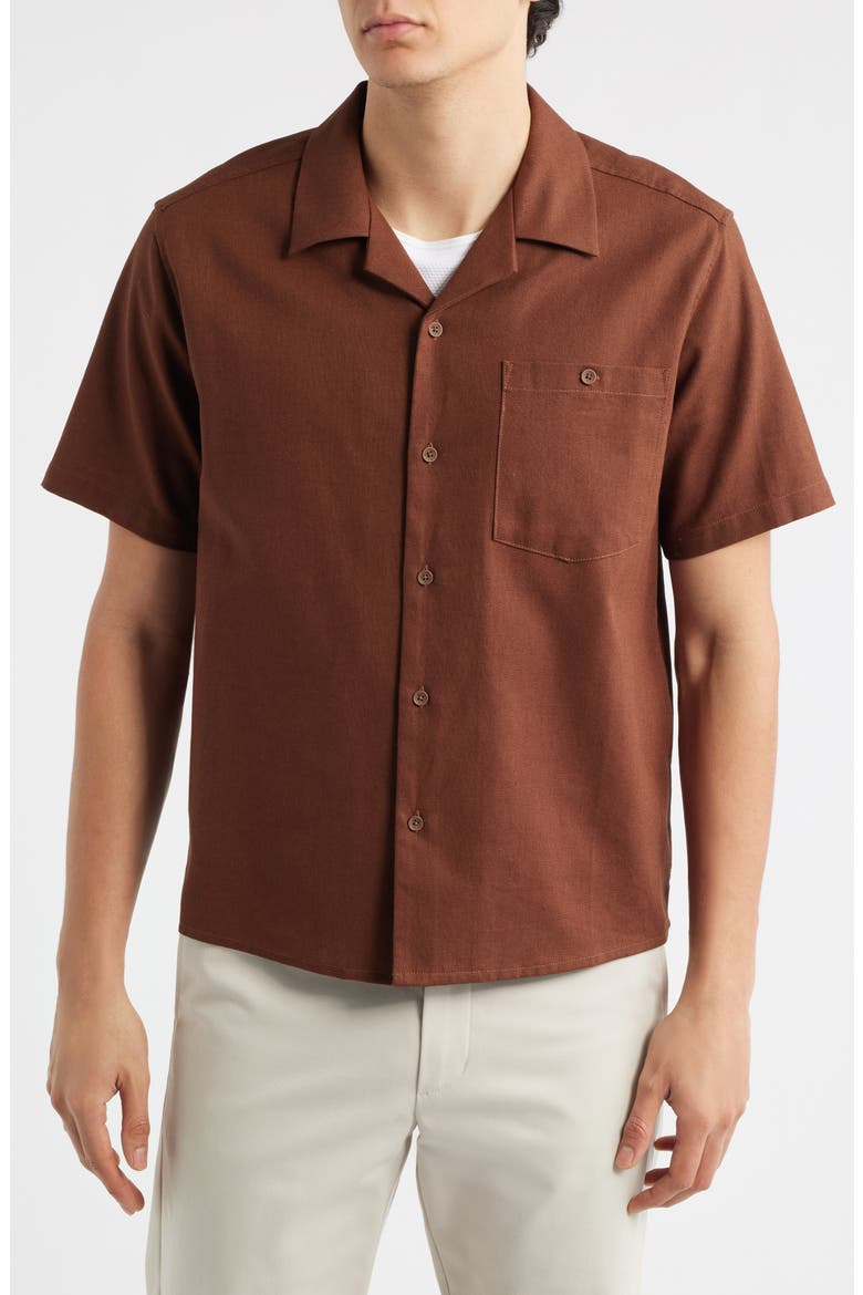 Cuban Linen Camp Shirt, Alternate, color, BROWN