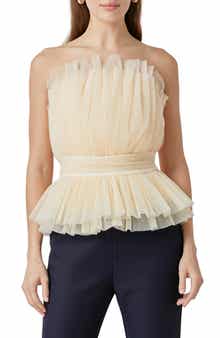 Endless Rose Strapless Tulle Peplum Top