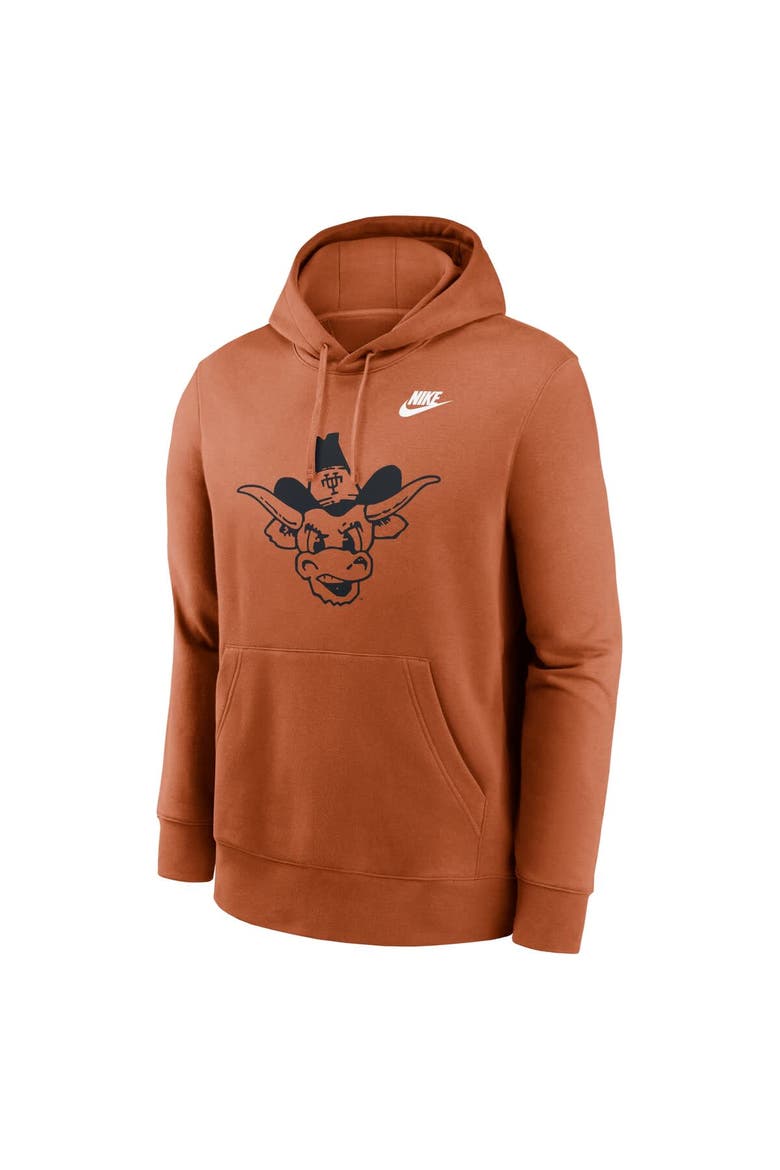 Men's Nike Texas Orange Texas Longhorns Legacy Logo Club Fleece Pullover Hoodie, Alternate, color, Burnt Orange
