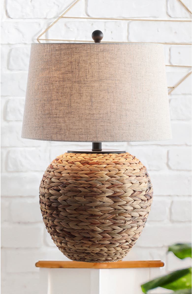 JONATHAN Y Alaro Farmhouse Coastal Water Hyacinth Basket LED Table Lamp, Alternate, color, Natural