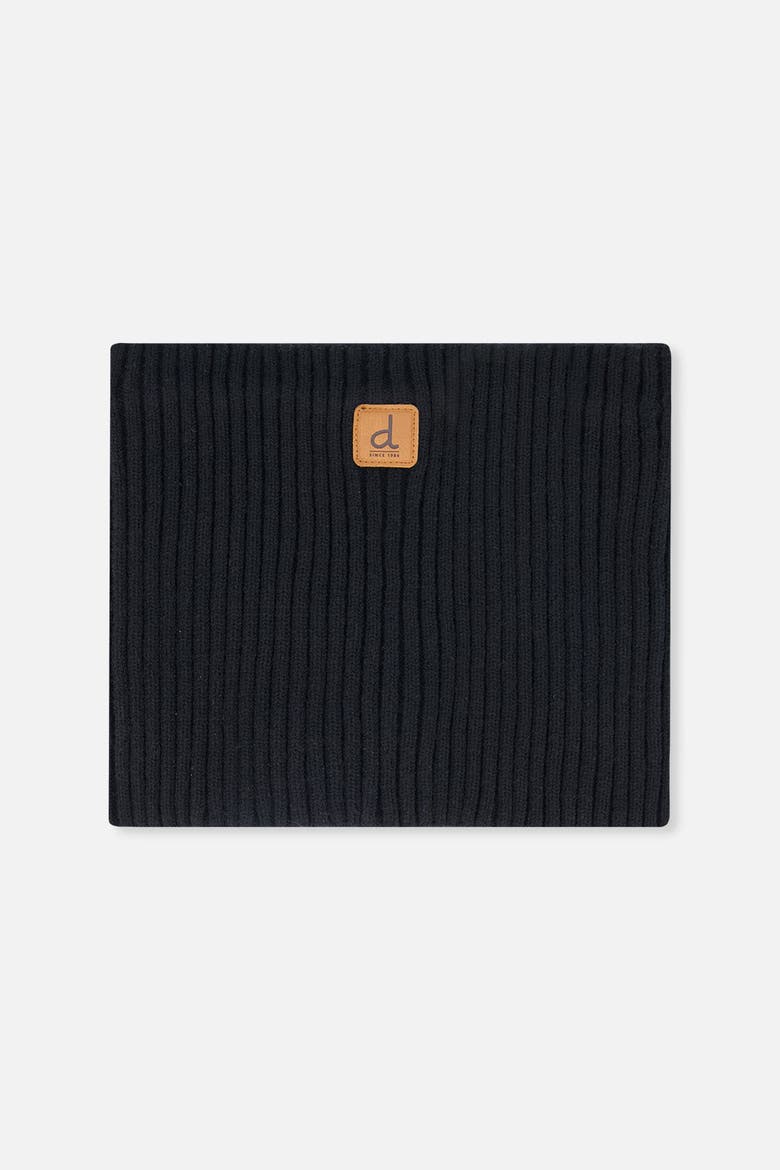 Ribbed Knit Tube Logo Patch Neckwarmer, Main, color, Black