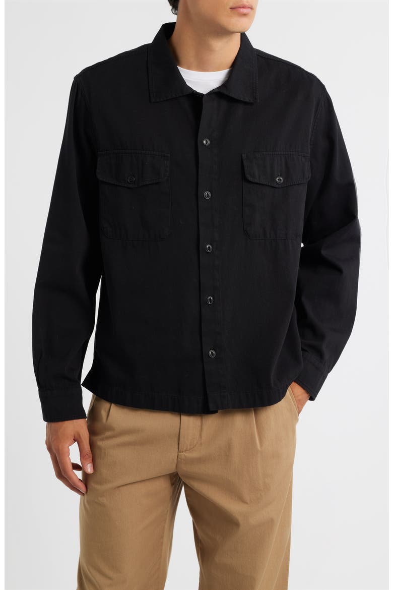 Organic Cotton Twill Shirt Jacket, Alternate, color, DEEP BLACK