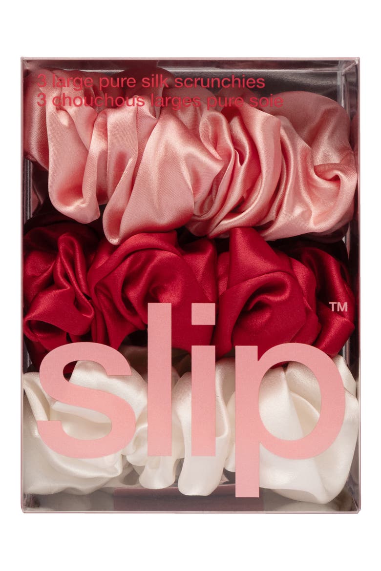 3-Pack Large Silk Scrunchies, Alternate, color, ROSY