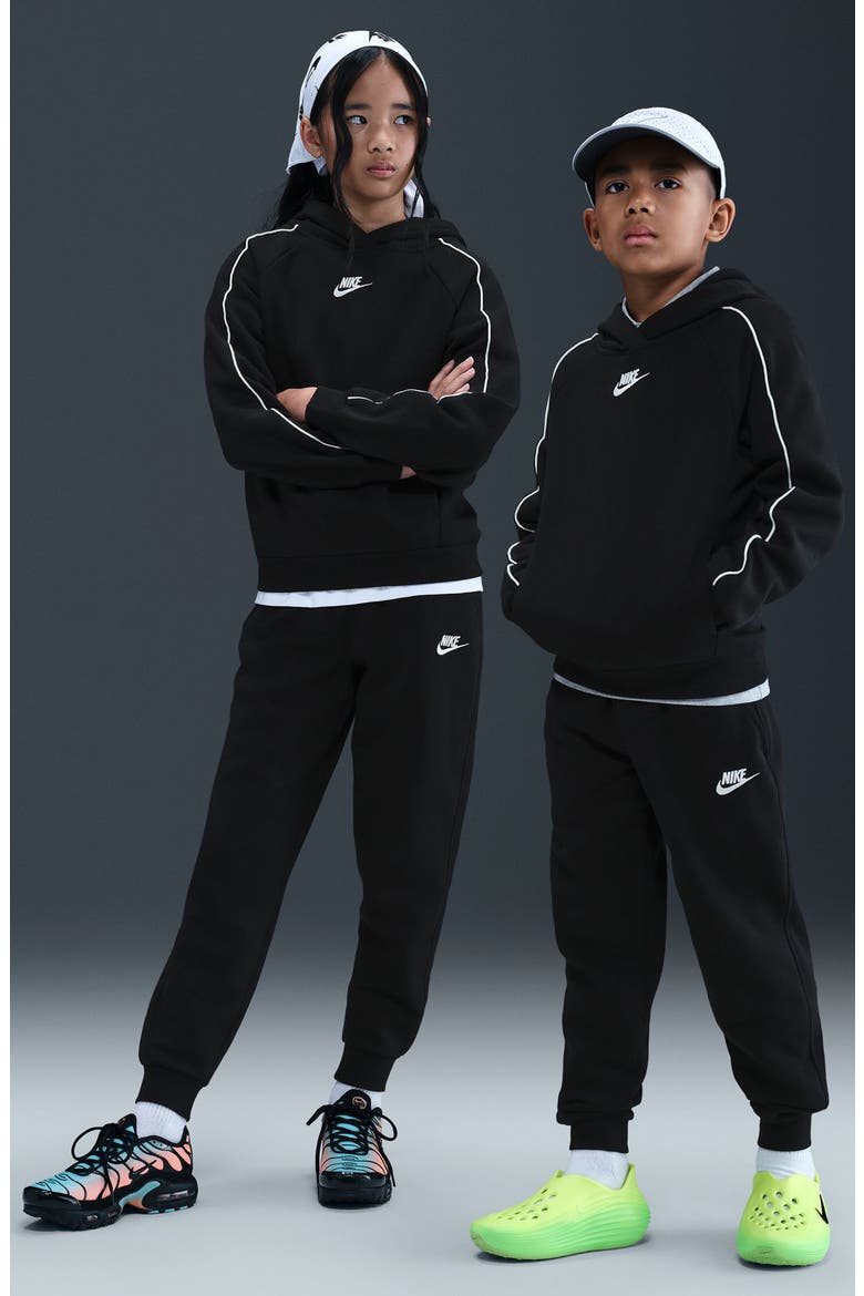 Kids' Sportswear Club Fleece Hoodie & Joggers Set, Alternate, color, BLACK/ BLACK/ WHITE/ WHITE