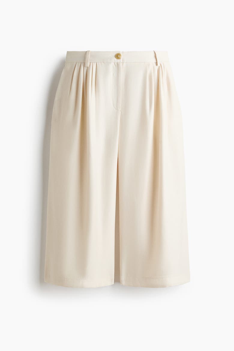 Wide-leg Pleated Culottes, Alternate, color, Cream