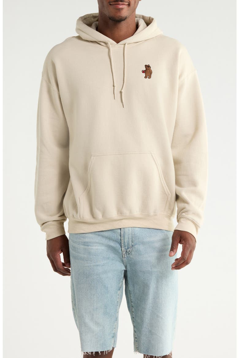 Riot Bear Embroidered Hoodie, Main, color, CREAM