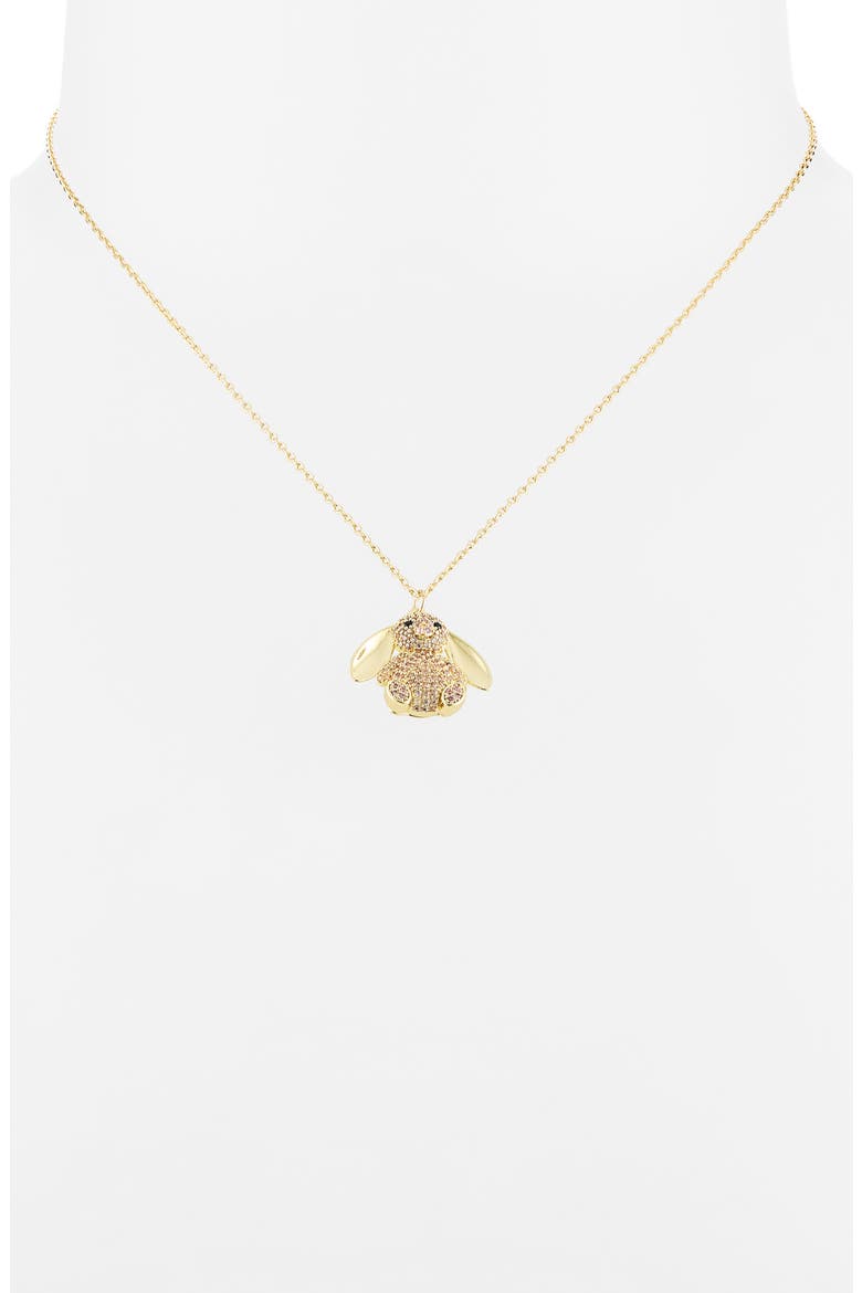 Pavé Cubic Zirconia Bunny Pendant Necklace, Alternate, color, BROWN- CLEAR- GOLD