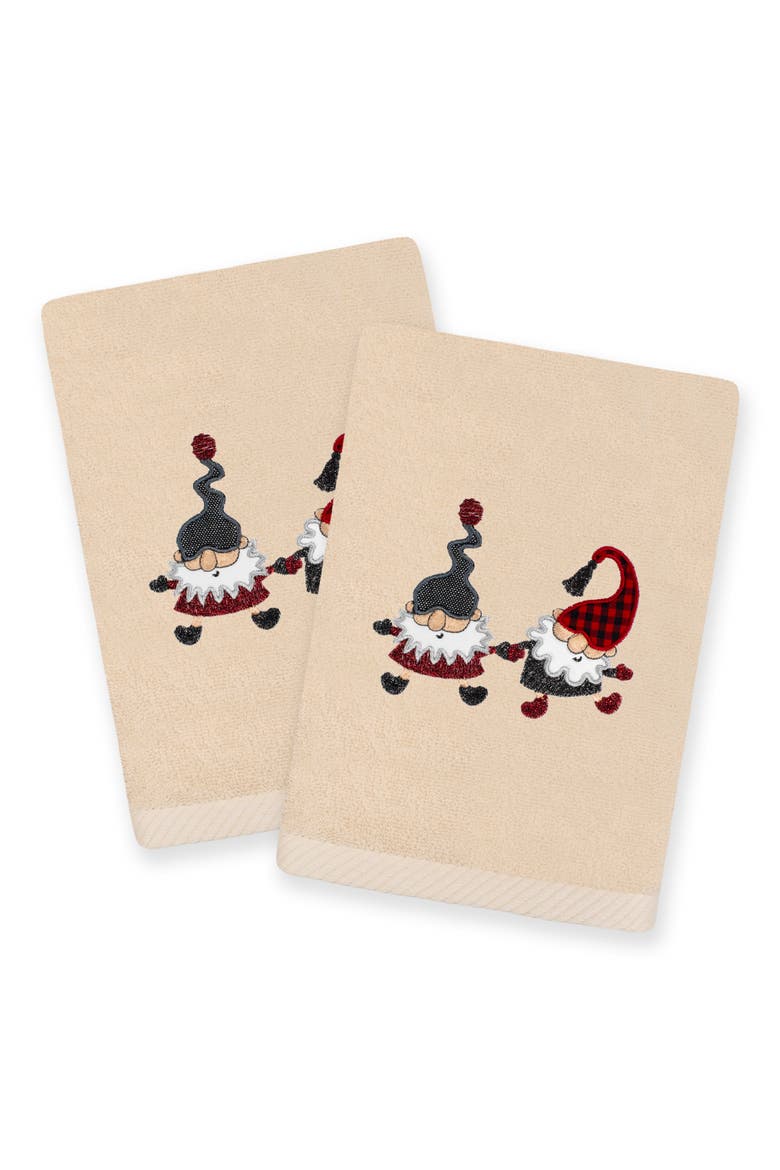 2-Piece Holiday Gnomes Turkish Cotton Hand Towel Set, Main, color, SAND