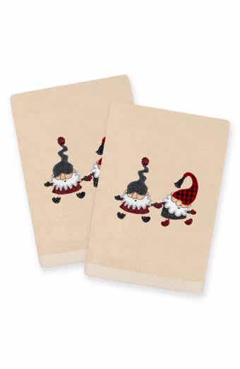 2-Piece Holiday Gnomes Turkish Cotton Hand Towel Set