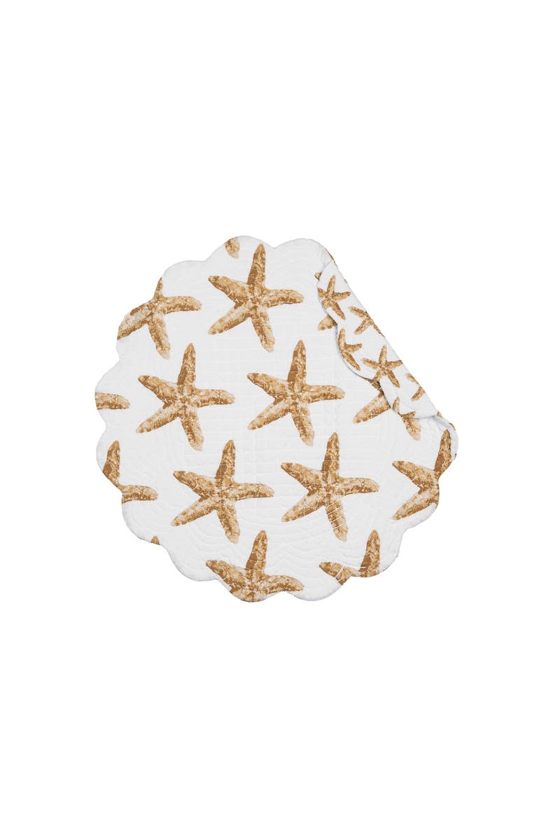 C&F Home Sandbridge Stars Round Placemats Set of 6, 17", Main, color, White