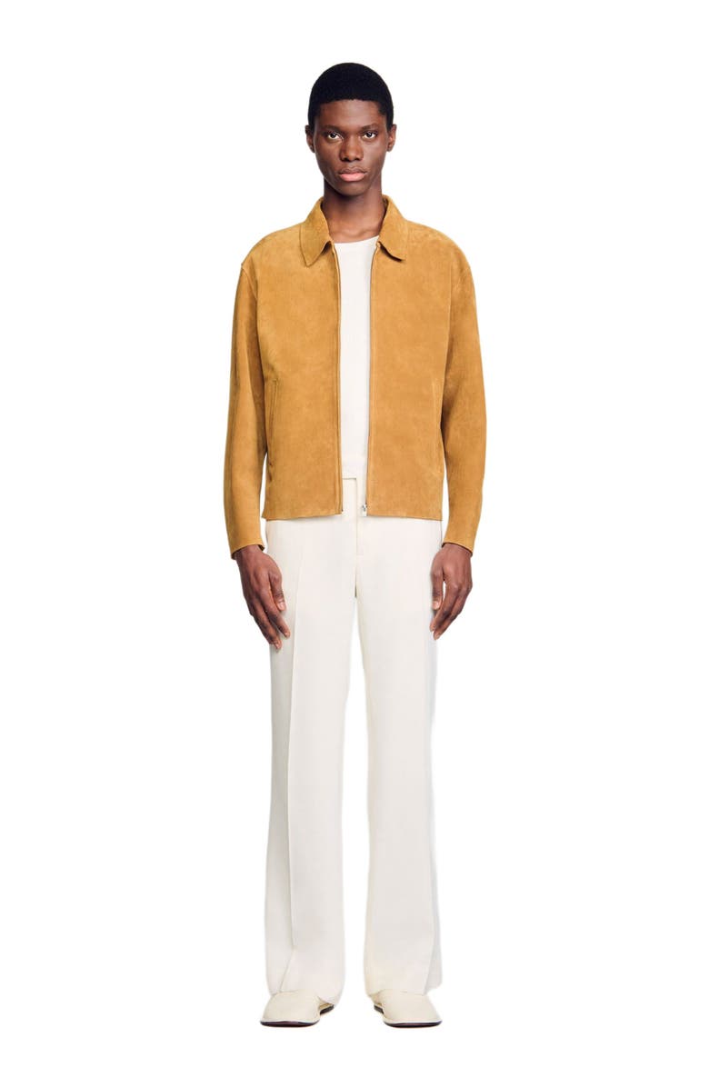 SANDRO Split leather jacket, Main, color, Camel