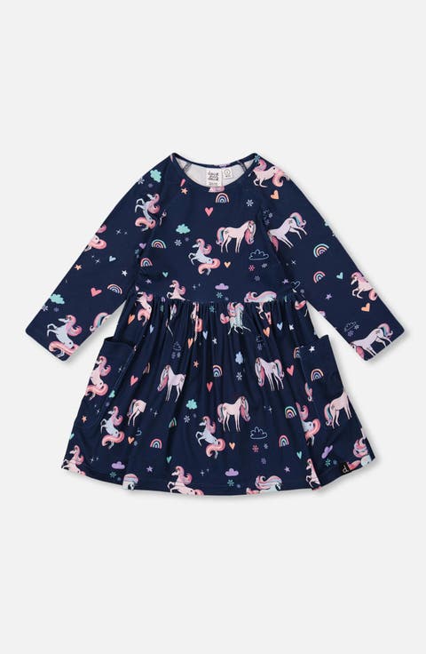 Jersey Dress with Pockets Unicorn (Toddler & Little Kid)