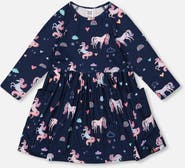 Deux par Deux Jersey Dress with Pockets Unicorn