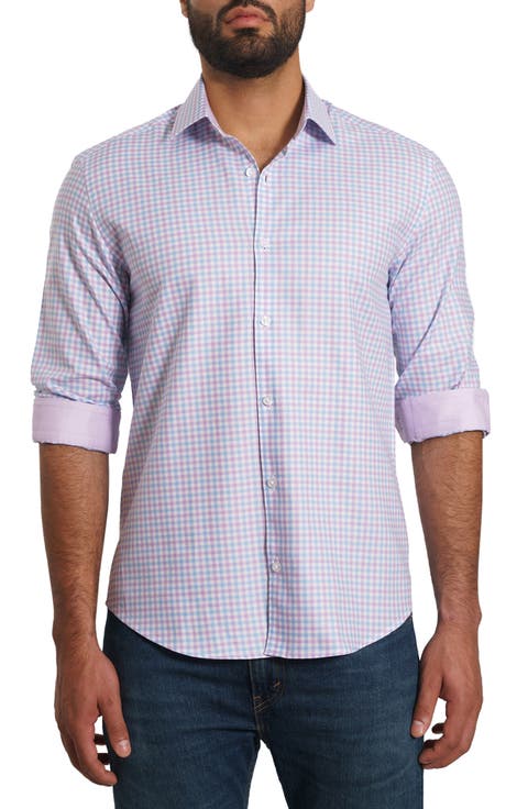 Trim Fit Gingham Pima Cotton Button-Up Shirt