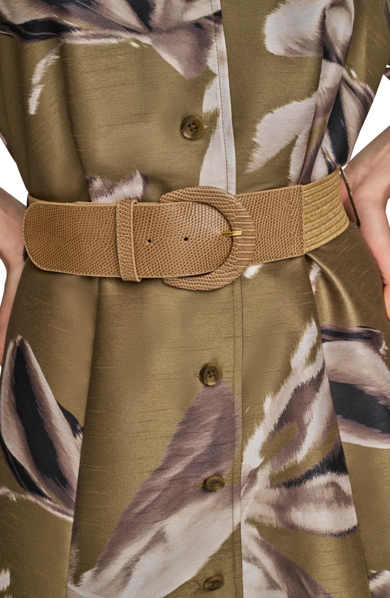 Donna Karan New York Print Belted Midi Shirtdress, Alternate, color, Smoky Olive