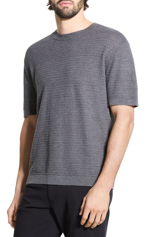 Theory Kolben Short Sleeve Linen & Cotton Blend Crewneck Sweater In Gray