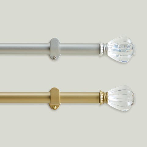 Milano Single Curtain Rod With Crystal Teardrop Finial