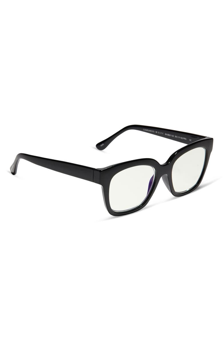 DIFF Ava 50mm Square Blue Light Blocking Glasses, Alternate, color, Black Blue Light