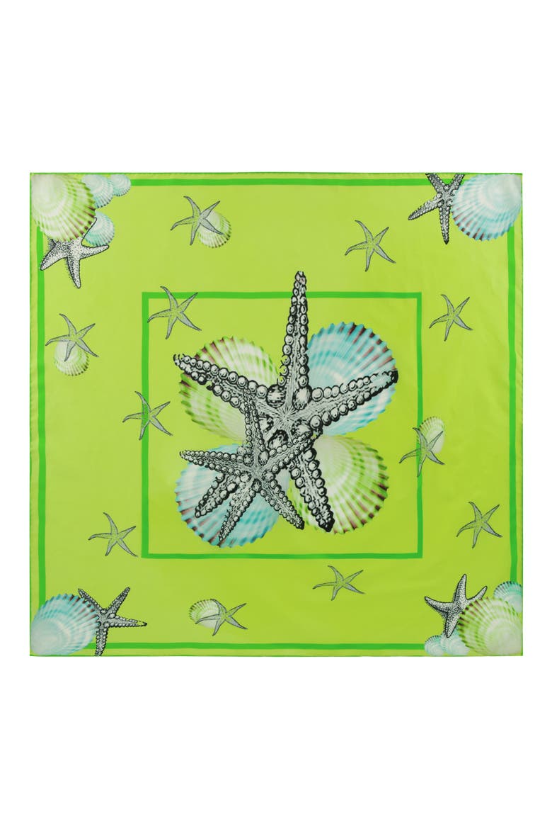 Fluorescent Shells Silk Scarf, Main, color, GREEN