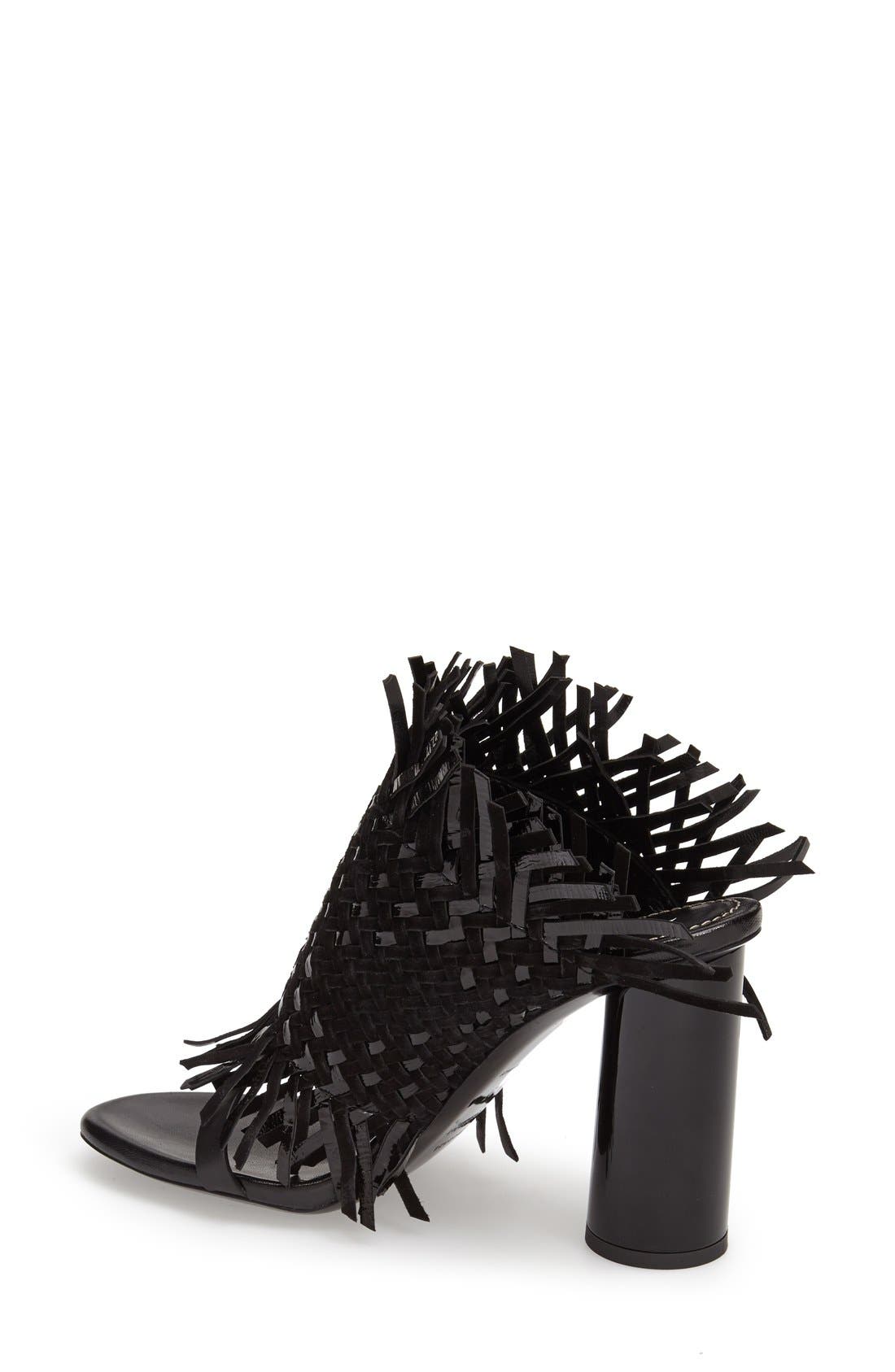 Woven Fringe Mule, Alternate, color, BLACK