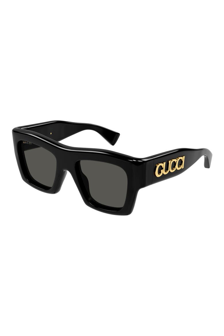 53mm Square Sunglasses, Alternate, color, BLACK