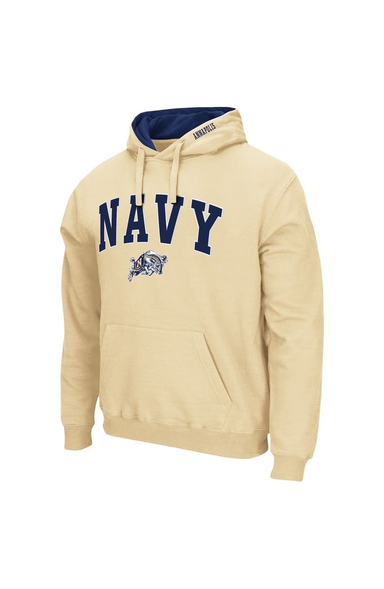 COLOSSEUM Men's Colosseum Gold Navy Midshipmen Arch & Logo 3.0 Pullover Hoodie, Alternate, color, Gold