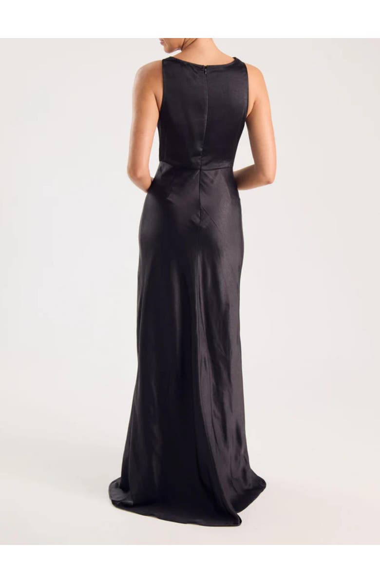 Six Stories Cowl Front Satin Bridesmaid Dress, Alternate, color, Black