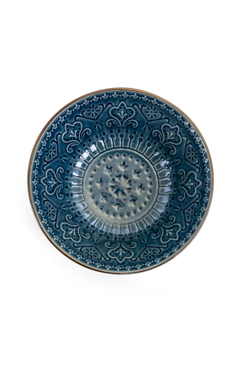 Elama Deep Sea Mozaic 16 Piece Luxurious Stoneware Dinnerware with Complete Setting for 4, Alternate, color, Blue