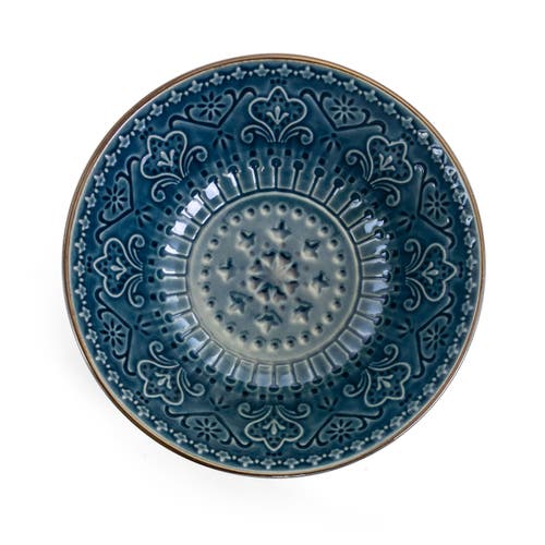 Elama Deep Sea Mozaic 16 Piece Luxurious Stoneware Dinnerware With Complete Setting For 4 In Blue