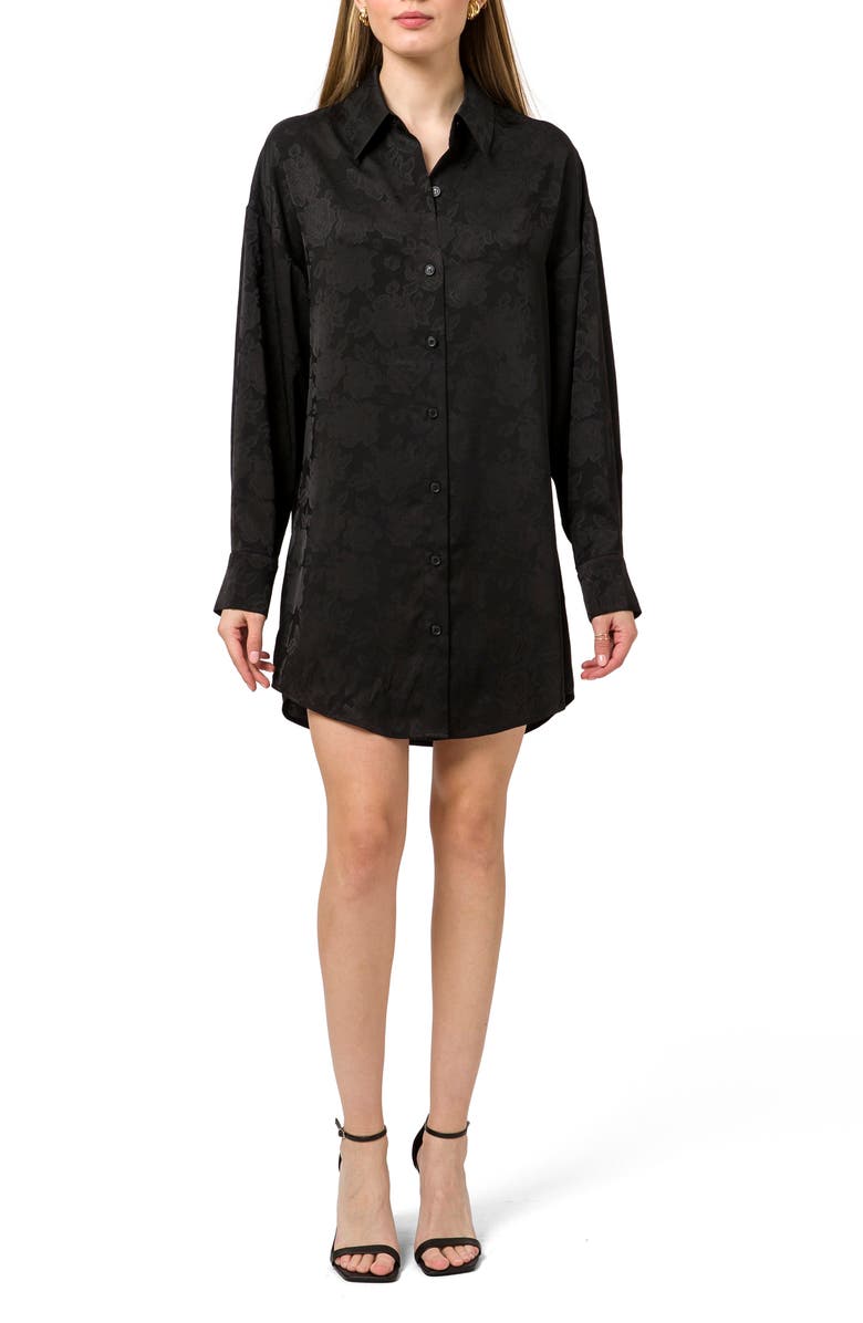 WAYF Floral Jacquard Long Sleeve Shirtdress, Main, color, 