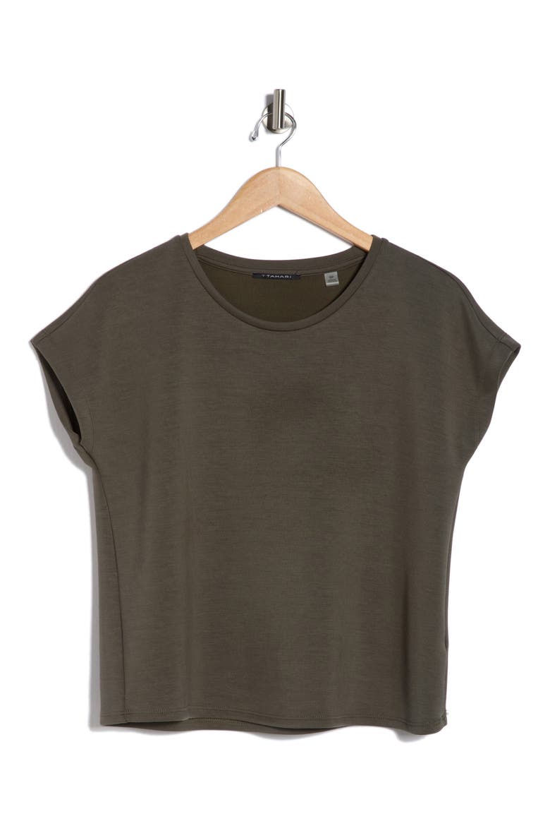 Extended Shoulder Crewneck Scuba Knit T-Shirt, Alternate, color, CYPRESS OLIVE