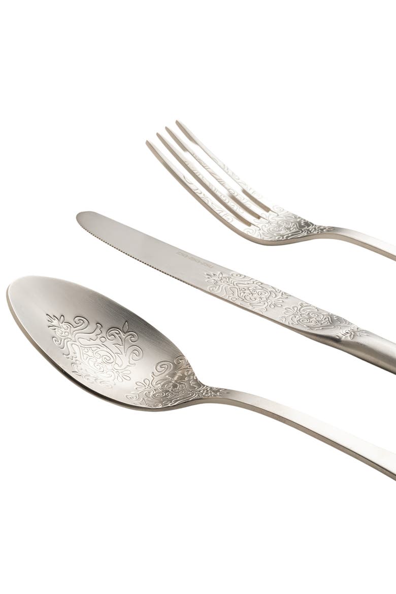 Dume Patterned Stainless Steel Dinner Spoon Set of 4, Alternate, color, Silver
