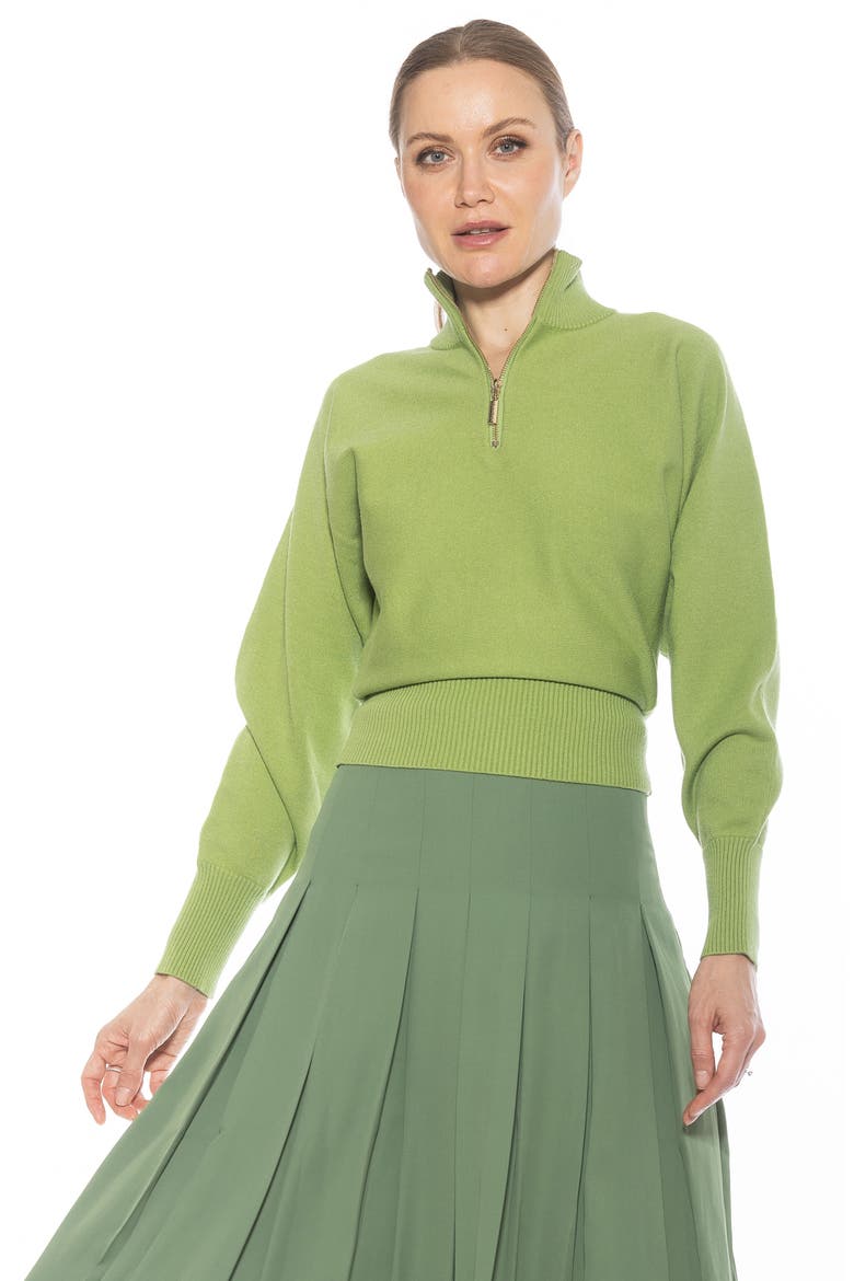 Niko Quarter Zip Sweater, Alternate, color, SAGE