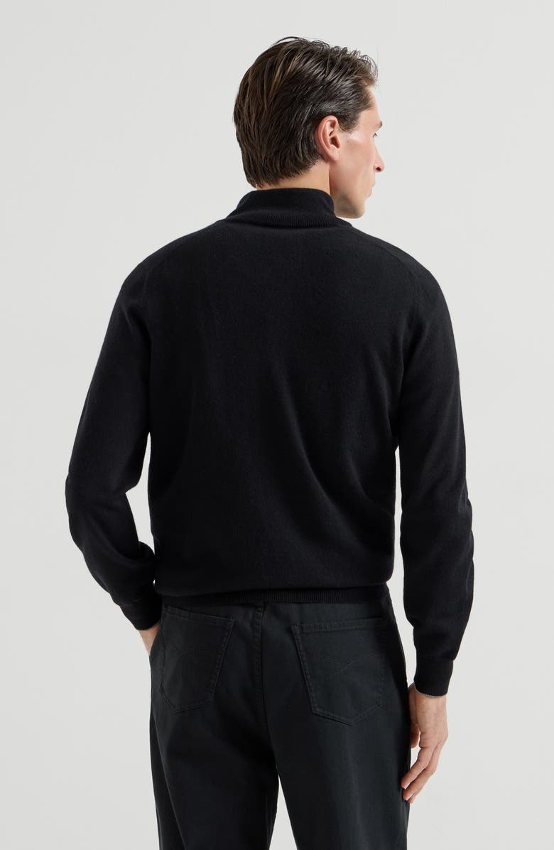 Brunello Cucinelli Cashmere sweater with half zip, Alternate, color, Black