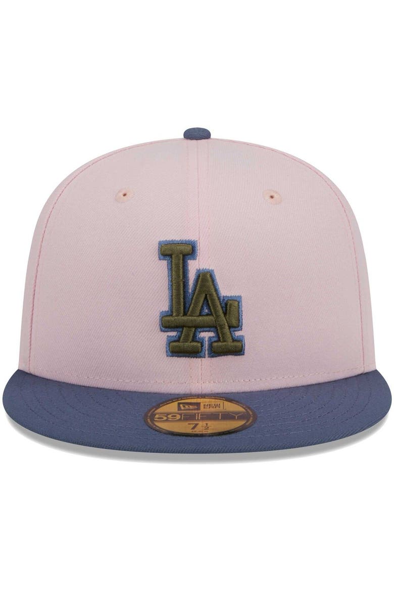 Men's New Era Pink/Blue Los Angeles Dodgers  Olive Undervisor 59FIFTY Fitted Hat, Alternate, color, Pink