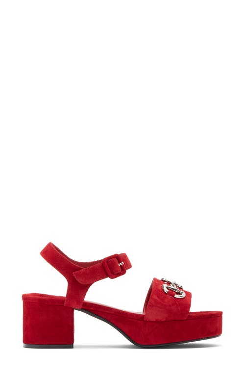Jeffrey Campbell Timeless 2 Platform Sandal In Red Suede Silver