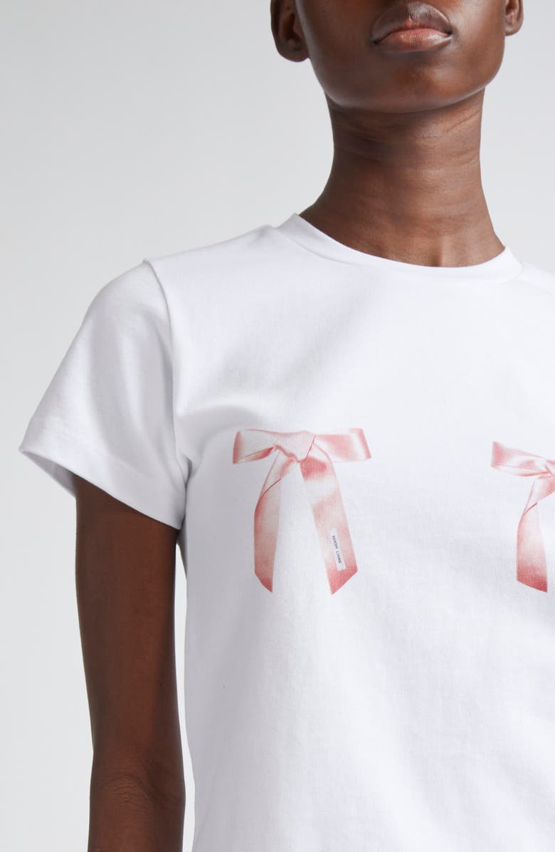 Sandy Liang Ame Bow Graphic Baby Tee, Alternate, color, White