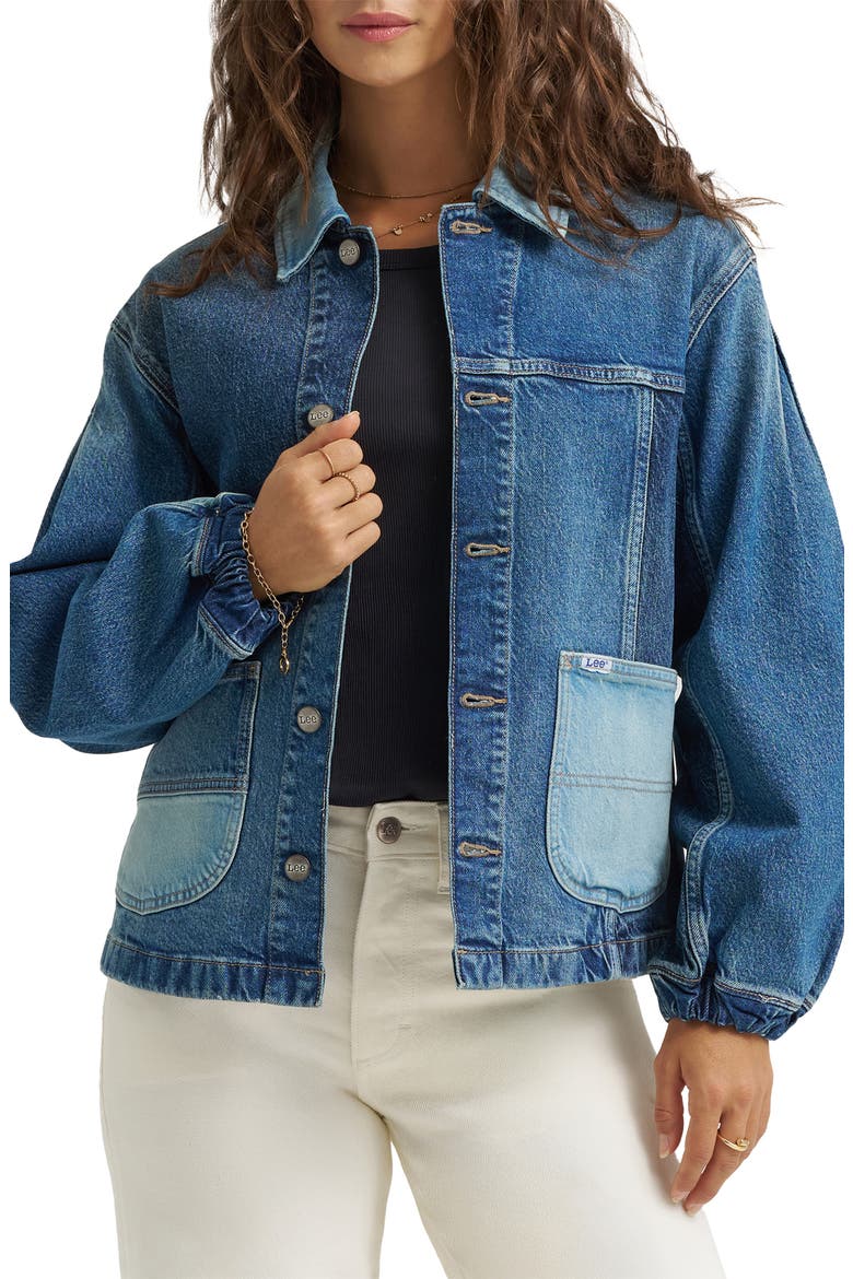 Patched Denim Chore Jacket, Main, color, STORMING OUT