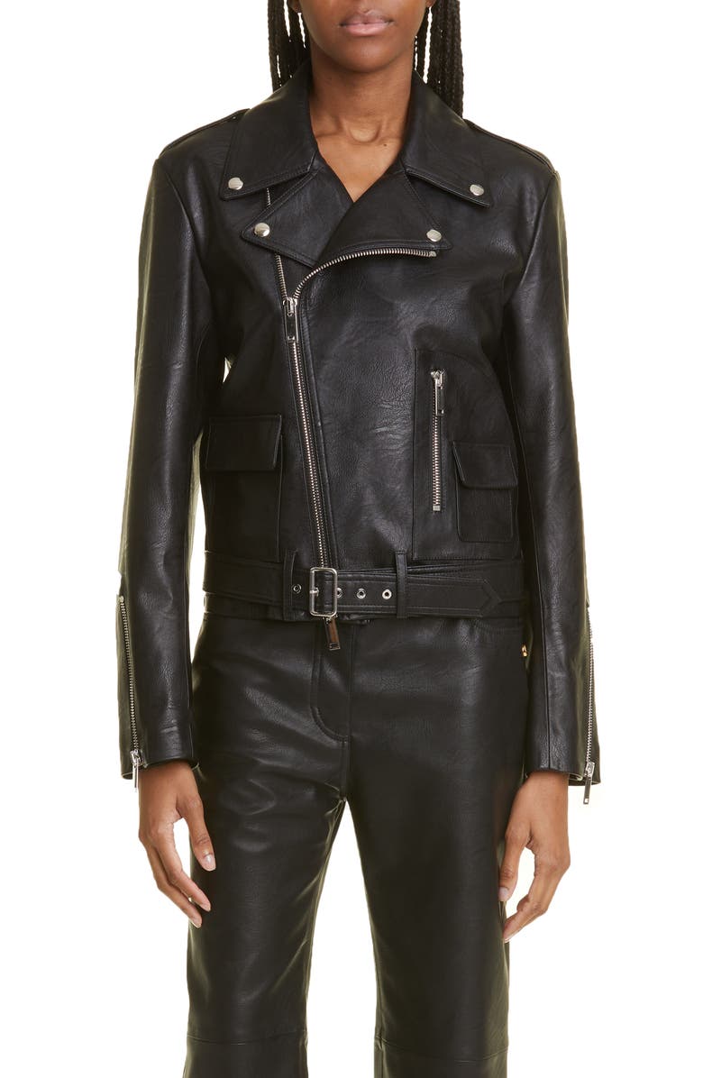 Stella McCartney Altermat Faux Leather Moto Jacket, Main, color, 