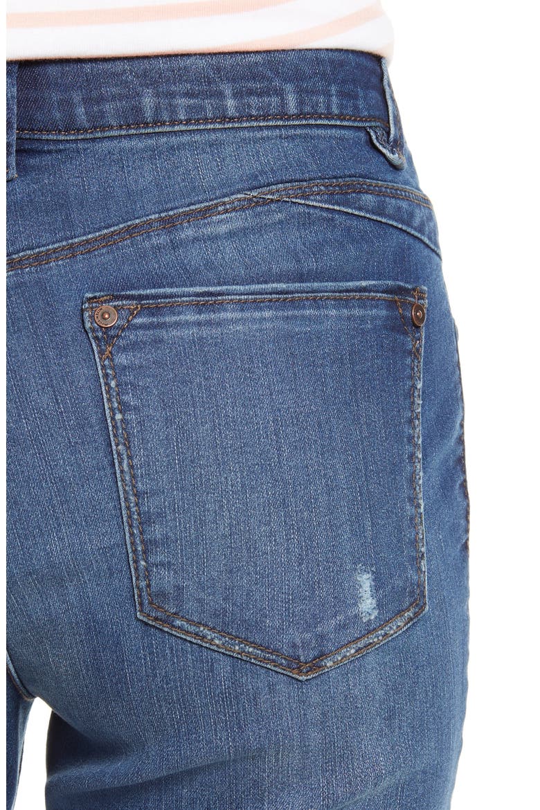 Ab-Solution High Waist Fray Hem Ankle Skinny Jeans (Nordstrom Exclusive), Alternate, color, BLUE