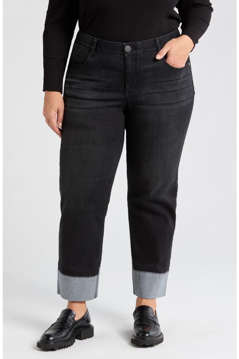 Round Up High Waist Boyfriend Jeans, Main, color, WASHED BLACK
