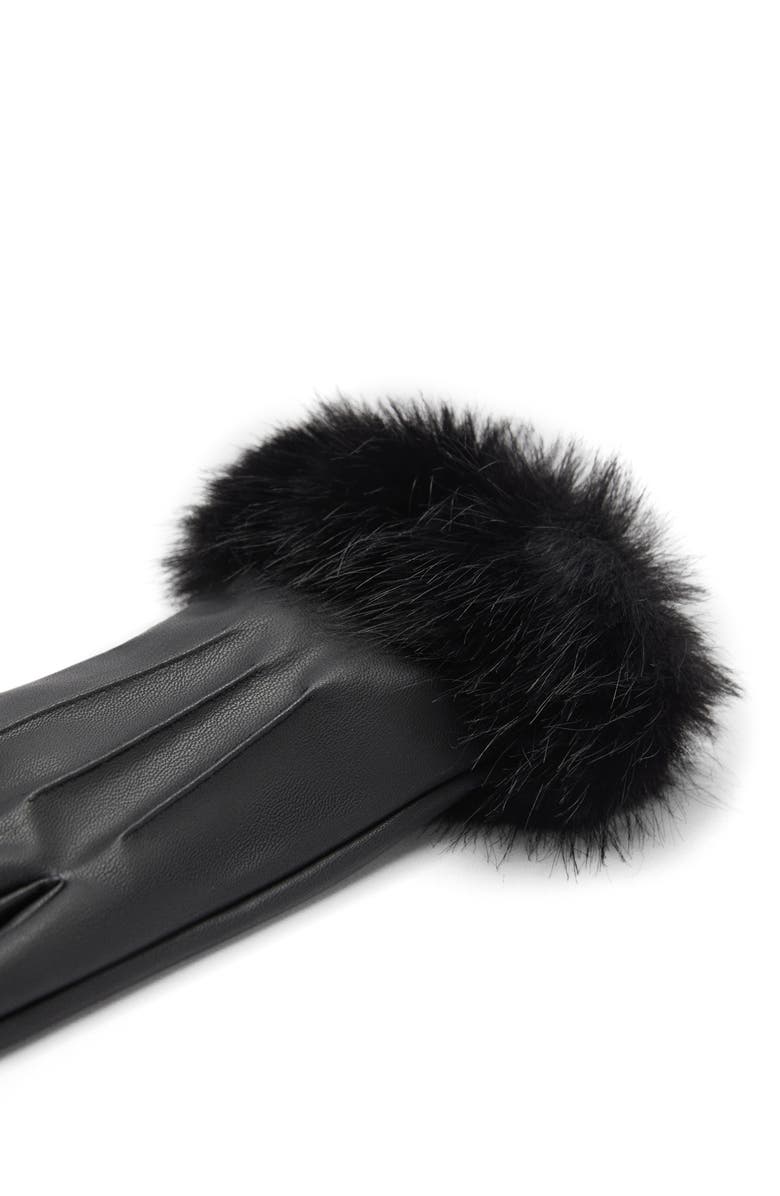 MANGO Faux Fur Lined Faux Leather Gloves, Alternate, color,